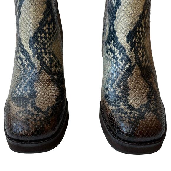 Zodiac Boots Phoenix Snakeskin Black Tan Square Toe Ankle Boot Women's Size 5M - Picture 6 of 11